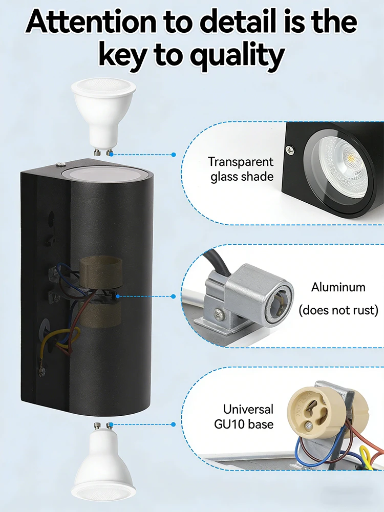Waterproof Wall Lamp GU10 Base Outdoor Wall Light Garden Porch Wall Lighting LED Wall Lamps Bedroom Bedside Decorat AC85-265V