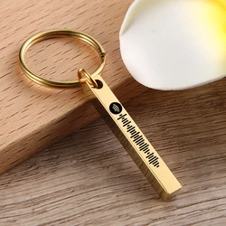 Personalized Music Spotify Code KeyChains Men and Women Stainless Steel Laser Engraved Bar Key Chain Custom Gifts for Boyfriend