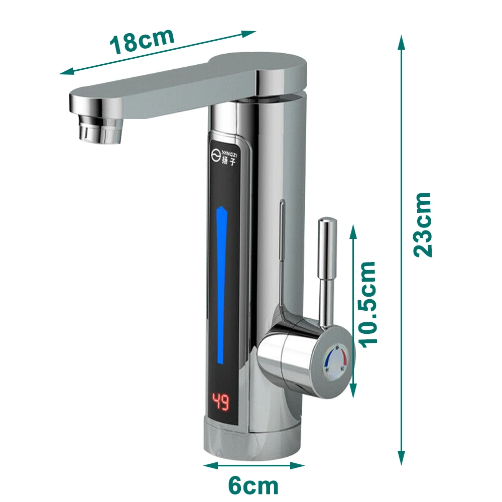 HOand-Robinet chauffe-eau électrique rotatif à 360 °, 3,3 kW, robinet de cuisine, chauffage immédiat de l\'eau, LED