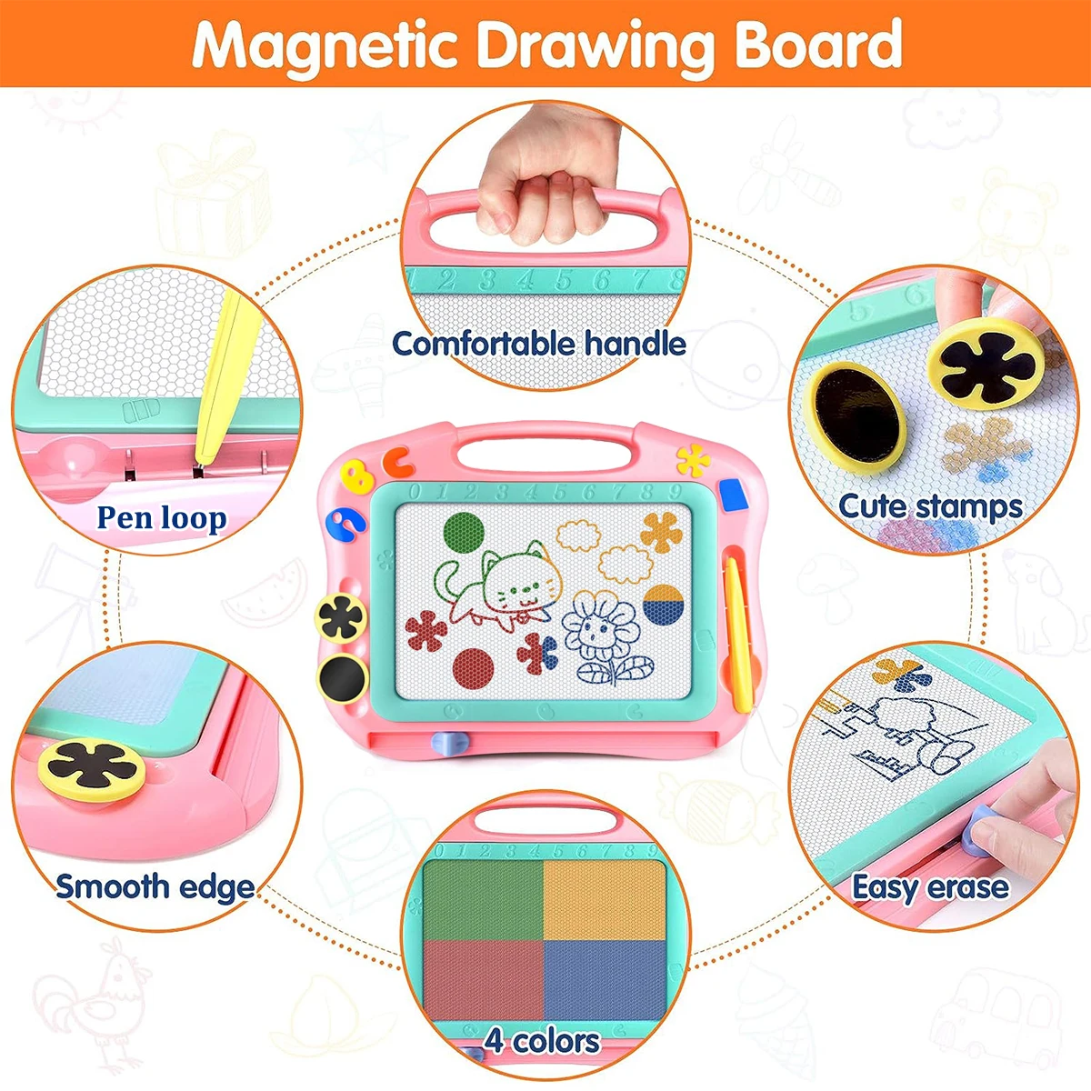 Magnetic Drawing Board for Kids Large Doodle Board with Magnet Beads and Pen Montessori Educational Drawing Toys Gift