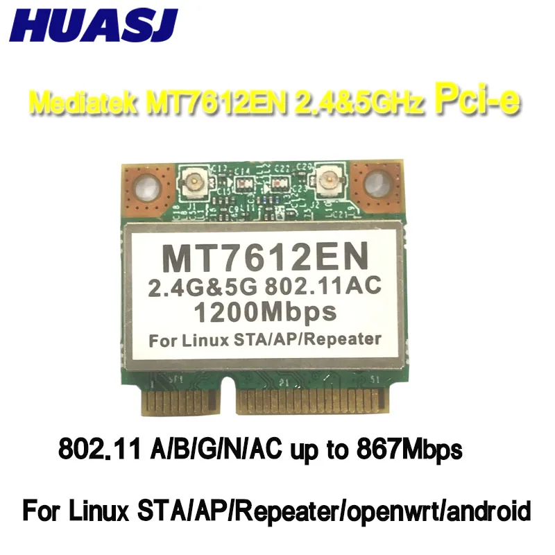 Huasj WiFi Mini PCIe 802.11ac Module Mediatek MT7612EN 2.4 5GHz for Android Linux STA/AP/Repeater