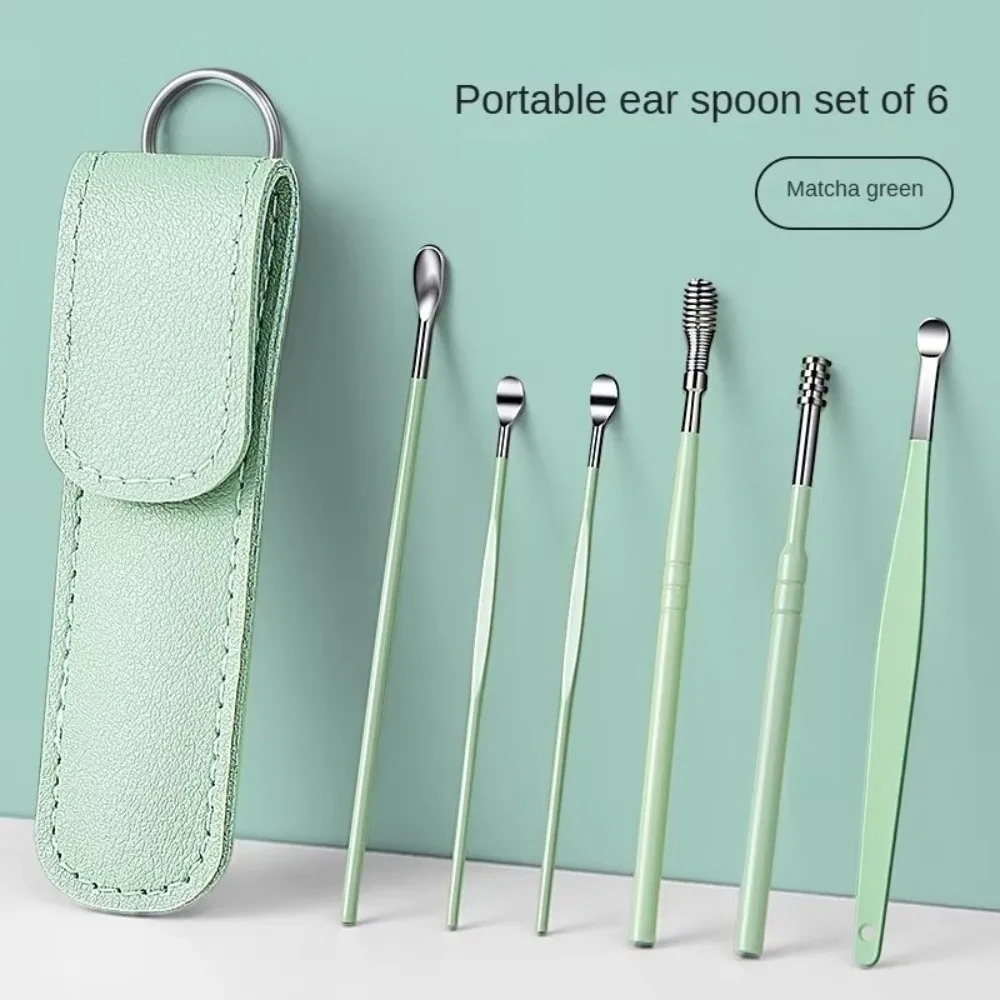 

6PCS Gifts 360° Stainless Ear Pick Portable Spiral Design Spring Ear Scraper Ear Wax Remova Ear Spoon