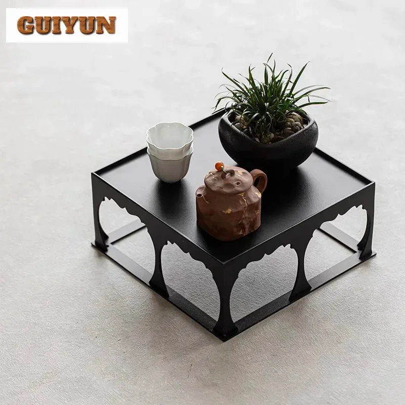 

Iron Art Tea Shed New Chinese Tea Set Cover Bowl Cup Display Bogu Rack Indoor Bonsai Base Placement Rack Teaware Storage Frame