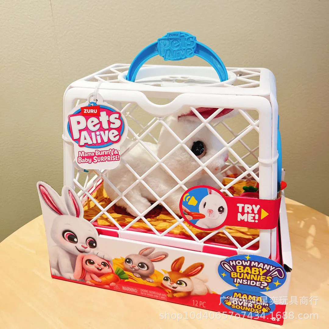 

2025 New Pets Alive Mama Bunny Zuru Baby Surprise Authentic Interactive Plush Toy With Over 10 Sounds For Toy Gift