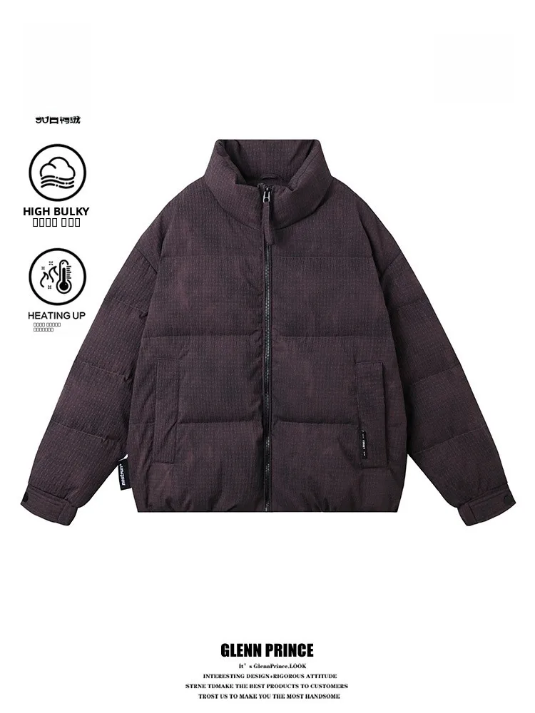 

Мужская свободная куртка-пуховик American Dyed Texture Down с воротником-стойкой, теплая, объемная, художественная, из полиэфирного волокна, белая, с наполнителем из пуха.