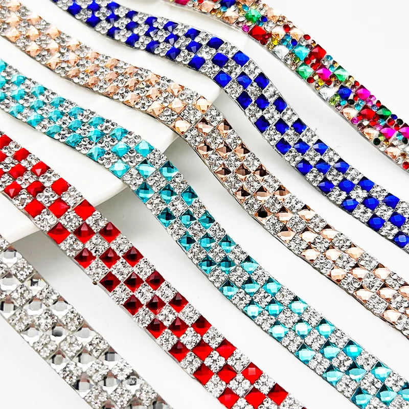 Afbeelding 3: 1Yard Strass Linten Zelfklevende Diamant Sticker Kristal Tape Bling Kristal Strass Strips voor DIY Ambachten Decoraties
