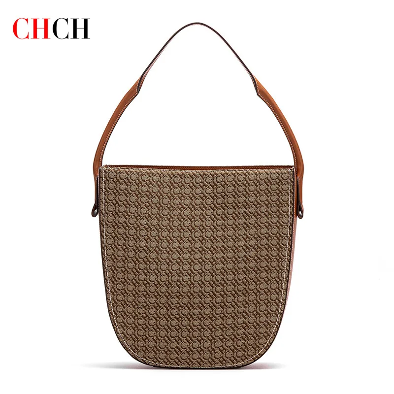 

CHCH Women's Tote Bag Vintage Fabric Half Moon Bag Simple