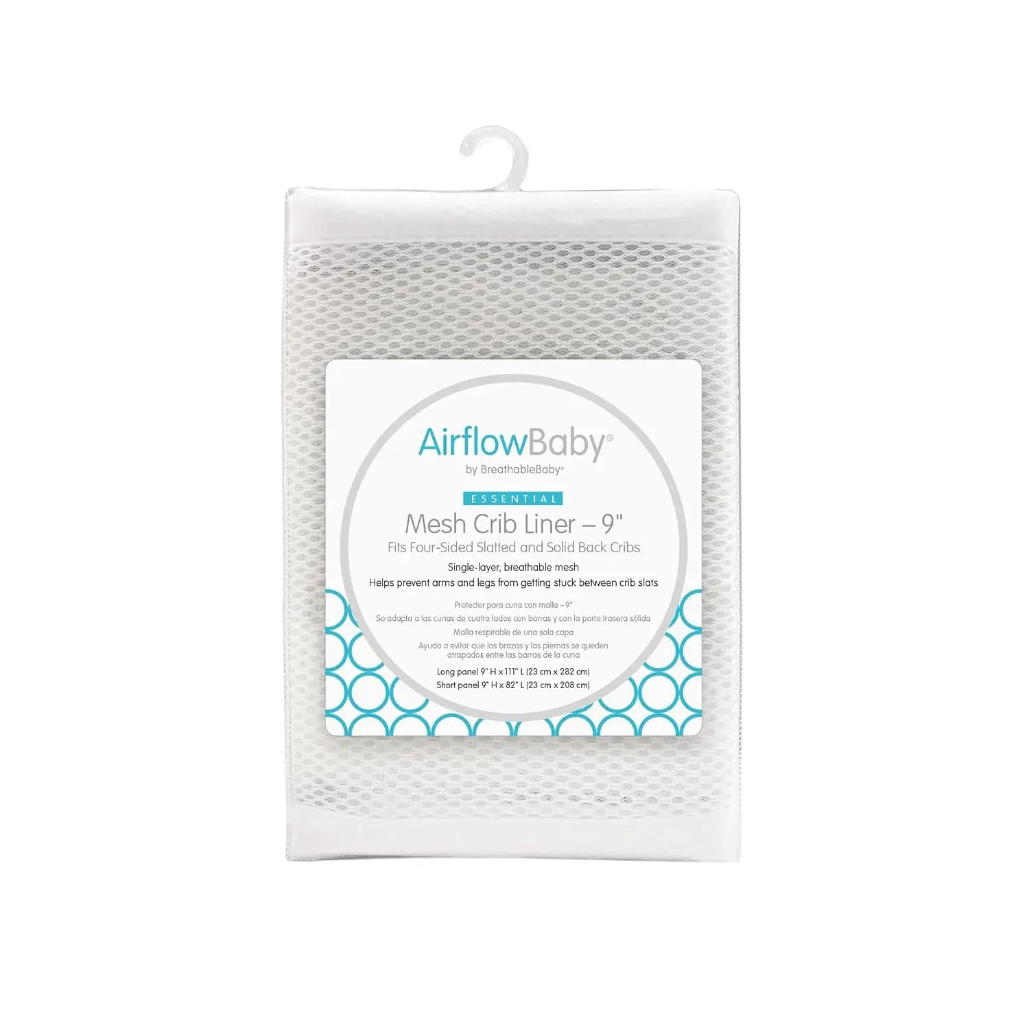 

Breathable Mesh Crib Liner, 9" Height, White - Fits Full-Size Cribs with 52"x28" Mattress