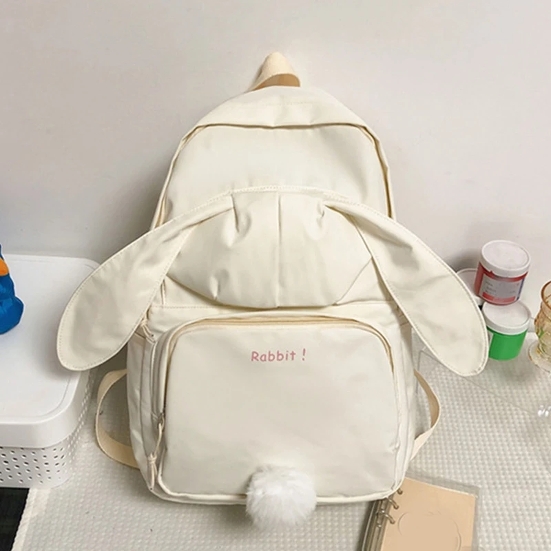 Cute Rabbit Ear Backpack for Teen Girls School Bag Women Ladies Daypack Student Bookbag Nylon Casual Travel Bags New