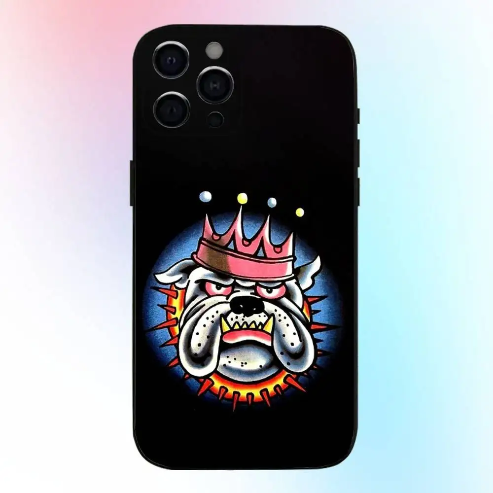 حافظة هاتف Ed Hardy من ماركات الأزياء لهاتف iPhone17,16,15,14,13,12,11 Plus، Pro Max غطاء أسود ناعم