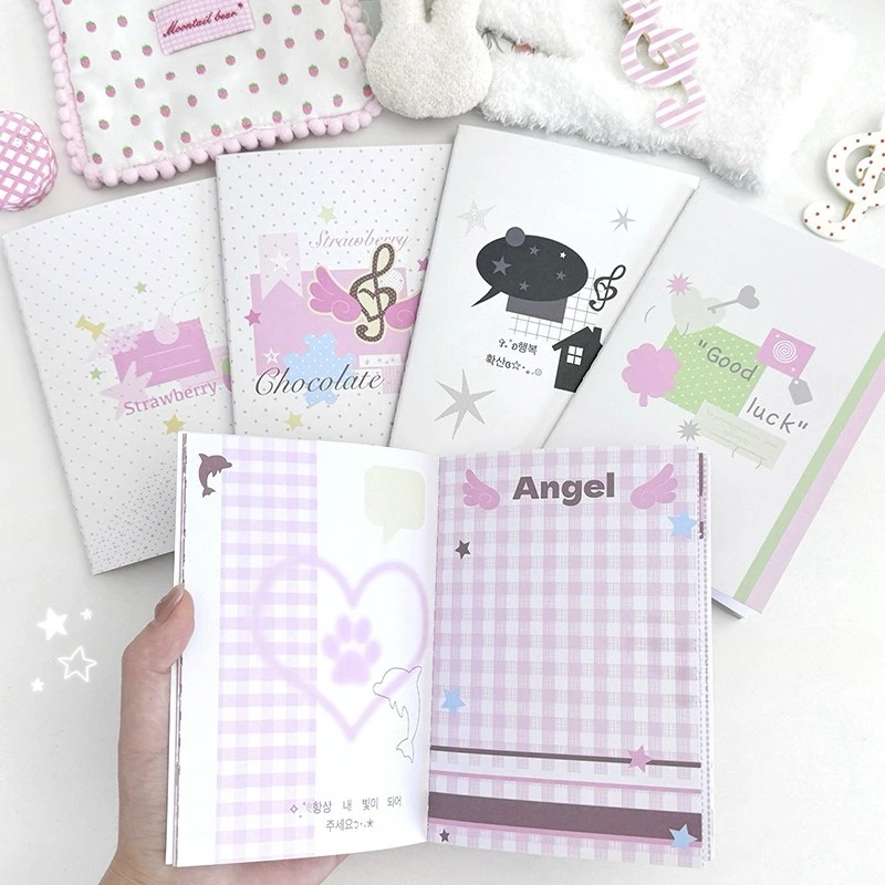 

A6 Cute Japanese Four-leaf Clover Strawberry Notebook Adorable Colorful Inner Pages Scrapbook Journals Girlish Diary Stationery