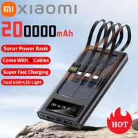 Xiaomi Solar Power Bank 200000mAh Large Capacity Mobile Power Fast Charging Battery With Dual USB 4 Cables For iPhone Samsung