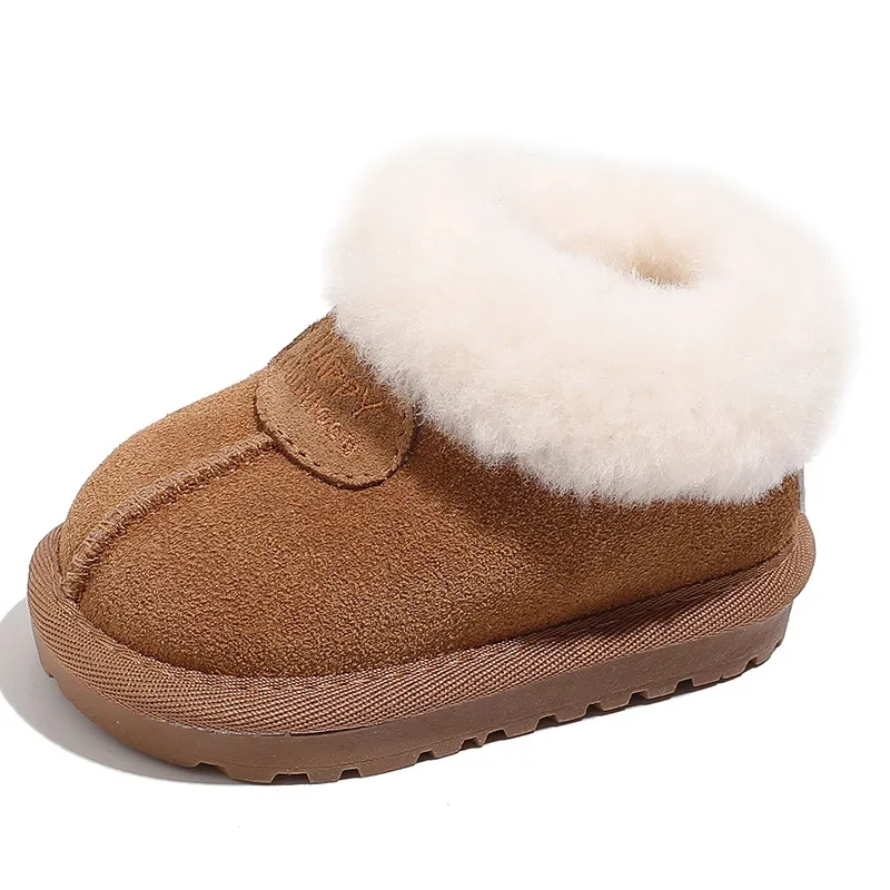 2024 Winter New Plush Warm Children\'s Snow Boots Baby Kid\'s Walking Shoes Soft Soled Thick Fur Girls\' Cotton Shoes Short Boots