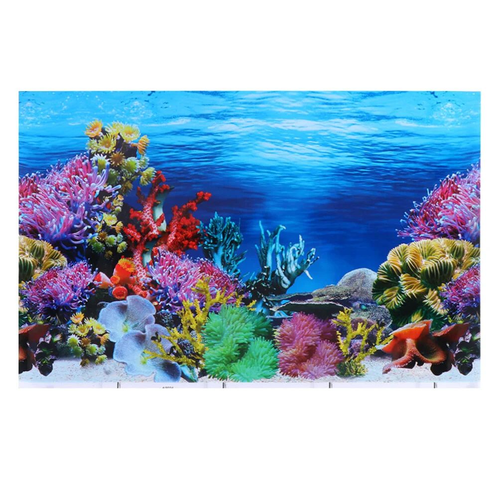 

Fish Tank Background Paper 3d Stickers Mural Landscape Backdrop Decor Aquarium Thick Film Poster