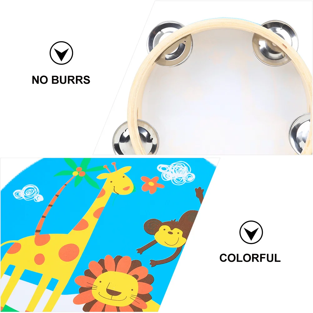 

Cartoon Tambourine Degree Smooth Soft Edging No Burrs Colorful Kids Music Instrument Early Educational For