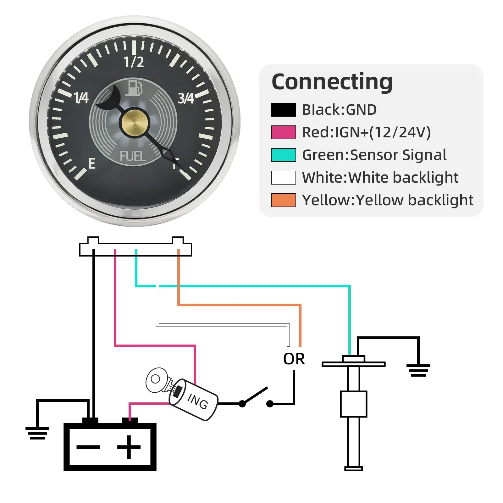 52mm Meter Fuel Level Oil Pressure Water Temperature Oil Temperature Classic Dial Classic Needle Gauge For 12V Universal Vehicle view 6
