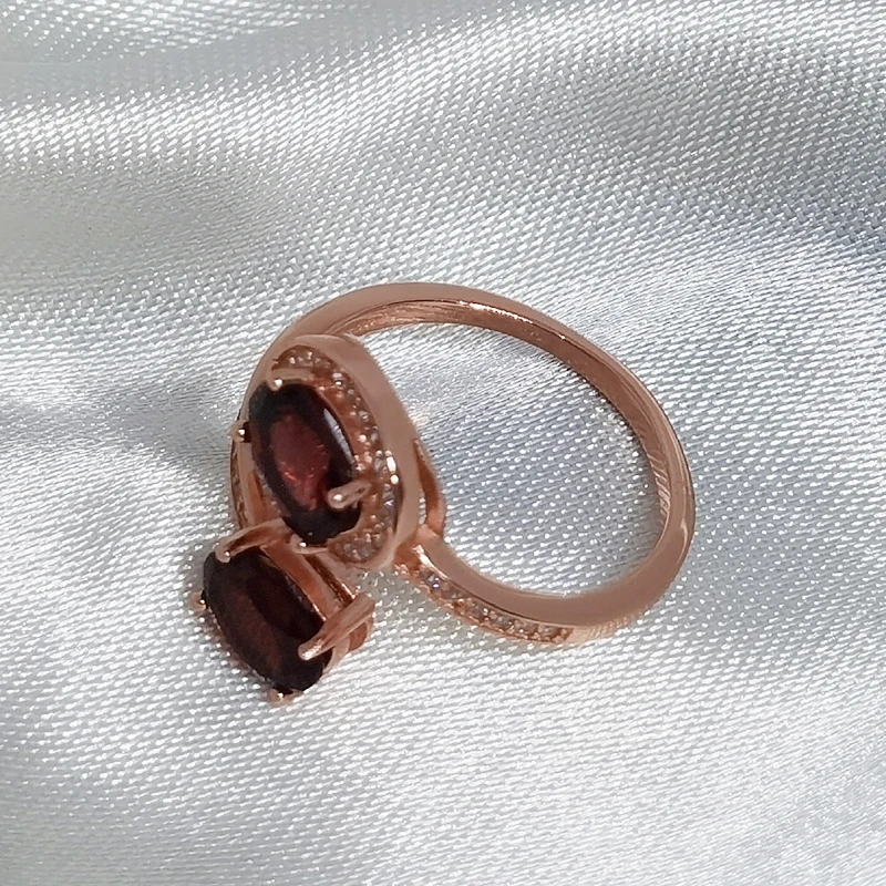 MeiBaPJ anello alla moda con gemme di granato rosso naturale di alta qualità per donna, vero gioiello in argento Sterling 925