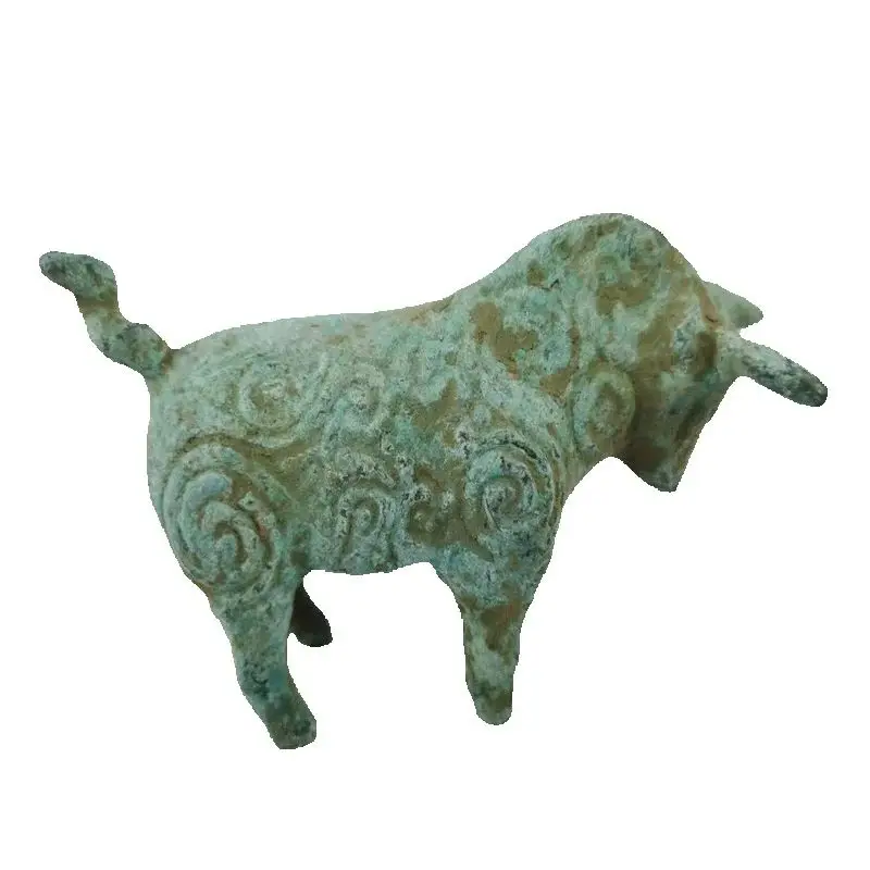 Old Bronze Statue Collectible Rusty Cattle Chinese Fortune Unearthed Antique Style Metal Ornament for Home Decor