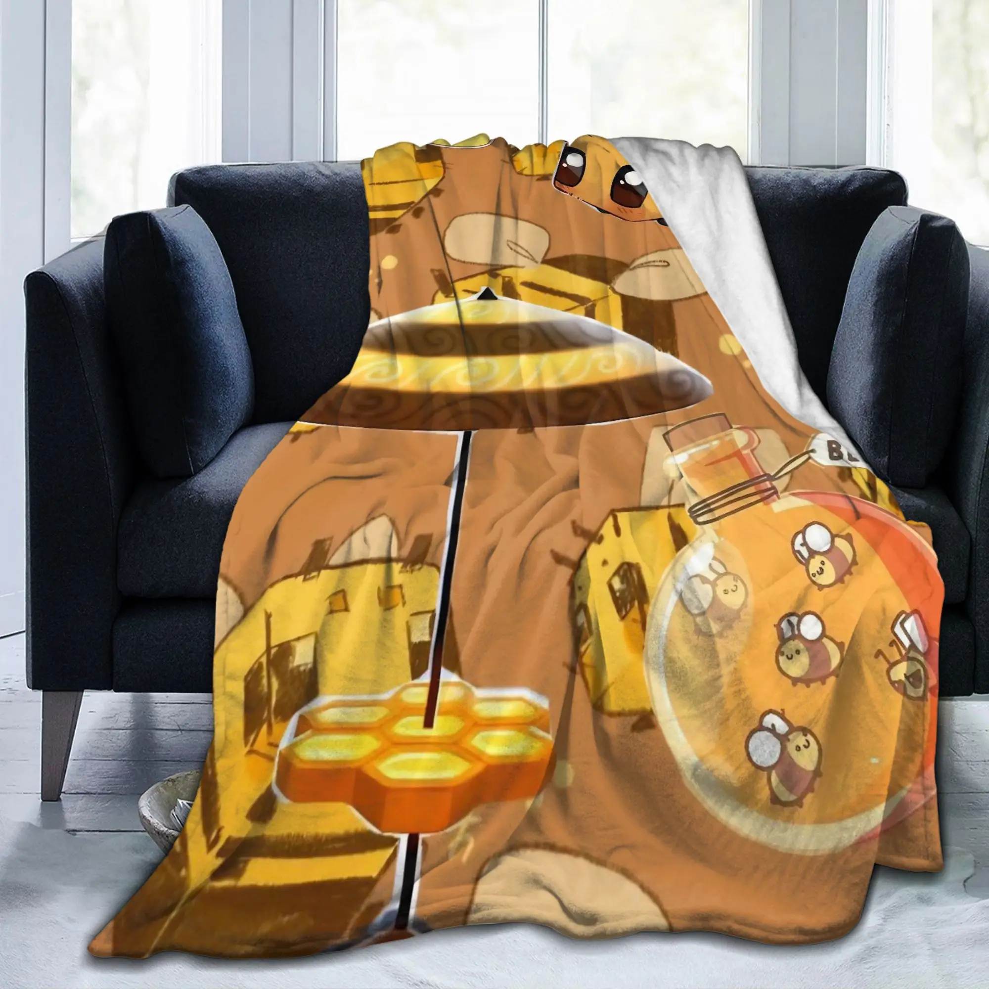 Bee Swarm Simulator BSS Game Funny Knitted Blankets Flannel Cartoon Super Soft Throw Blanket for Bedroom Travel Multifunction