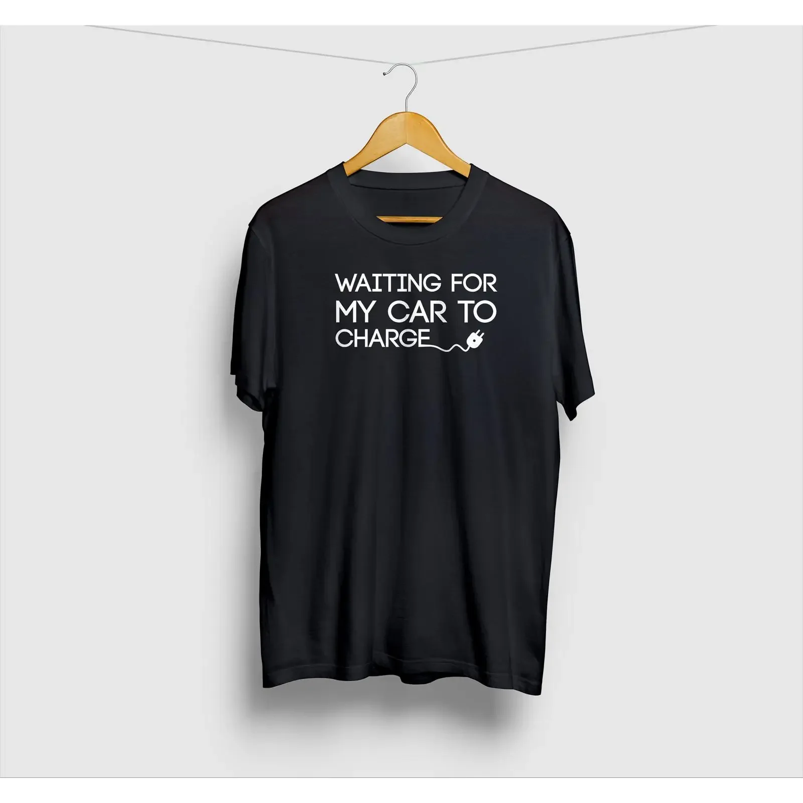 Waiting For My Car To Charge Electric T Shirt vehicle gift   vintage Washed Versatile Top For Everyday Wear streetwear Slightly