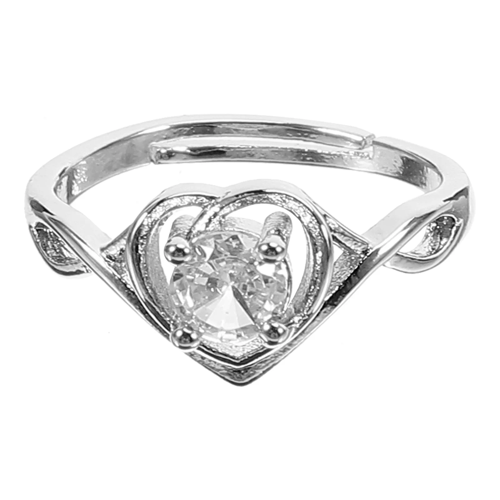 

Heart Ring 925 Sterling Silver Adjustable Open End Pre Engagement Women Daily Wedding Party Accessory Silver Rings