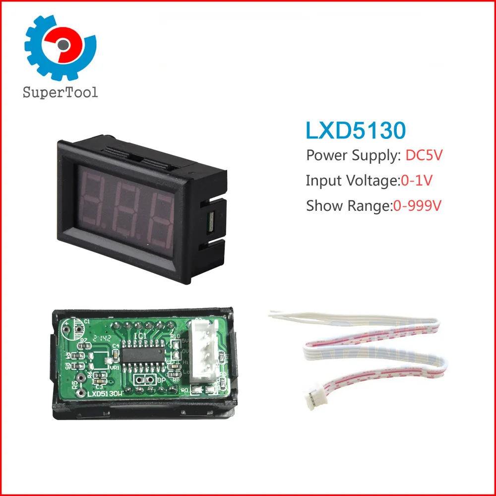 Misuratore di corrente digitale LXD5130 alimentatore DC5V, ingresso 0-1V, mostra 0-999 per saldatrici Inverter 42x26MM, 3 LCD XH2.54 4pin