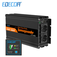 EDECOA 1500W 2500W pure sine wave power inverter DC 12V to AC 220V 230V 240V off grid solar inverter converter car inverter