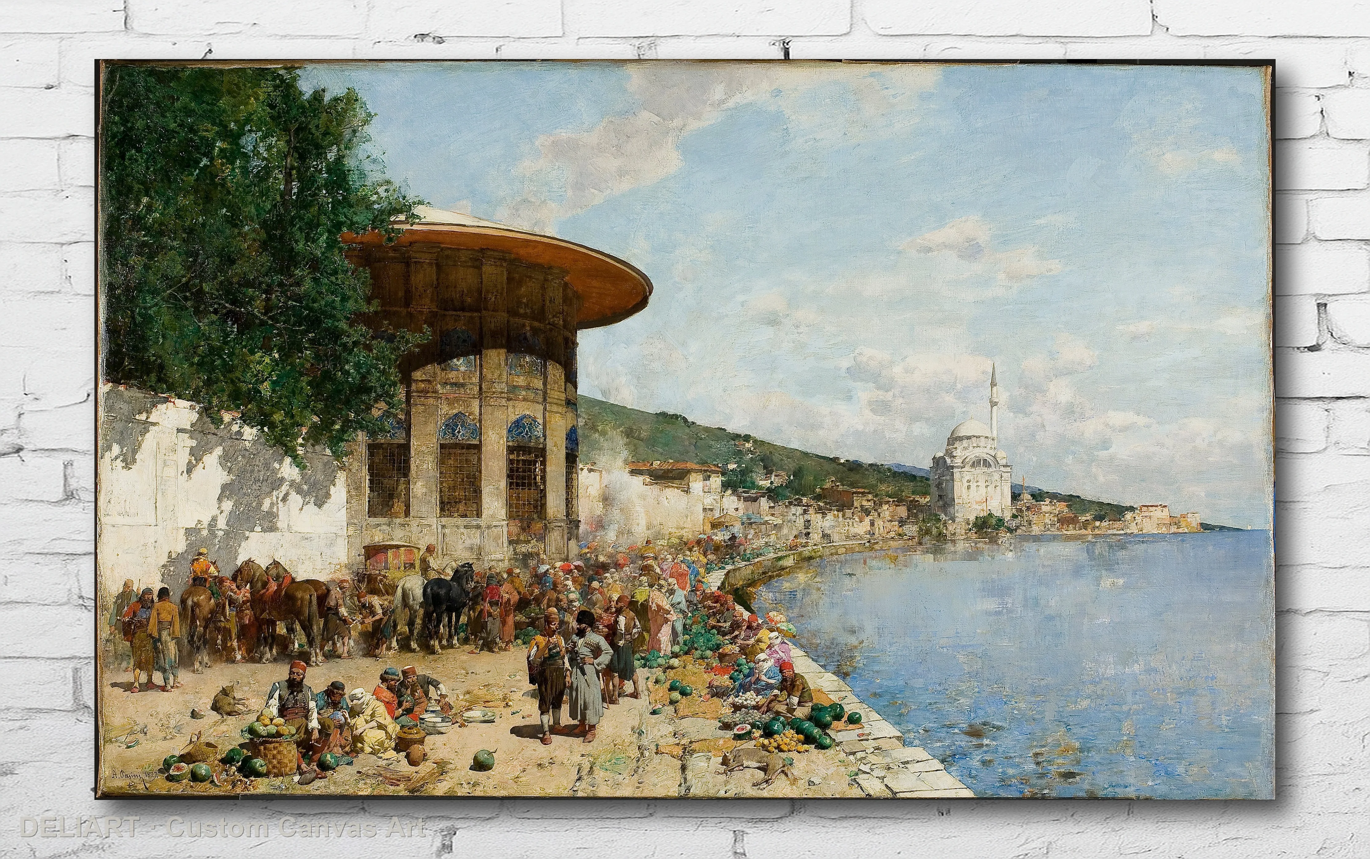 

Orientalist Market Scene by Alberto Pasini - Vintage Travel Art Canvas Wall Art Poster Print Vintage Home Decor Unframed