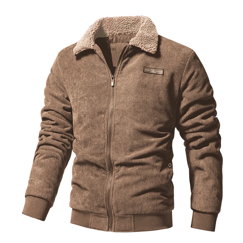 Chaqueta de pana gruesa de invierno para hombre, abrigo con forro polar, nueva chaqueta Parka a prueba de viento, chaquetas de marca informales de negocios de moda coreana para hombre