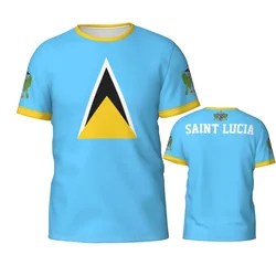 Fashion New Saint Lucia Flag Graphic 3D Print T-shirt Saint Lucia Emblem Men’s Sports Tops  National Day Gifts Personalized Tee