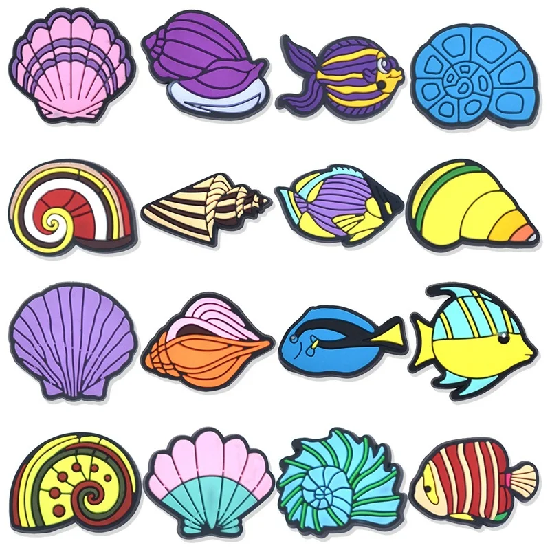 

Colorful Sea Fishes Shell Coral PVC Conch Shoe Charms Accessories Kids Buckle Fit Party Present