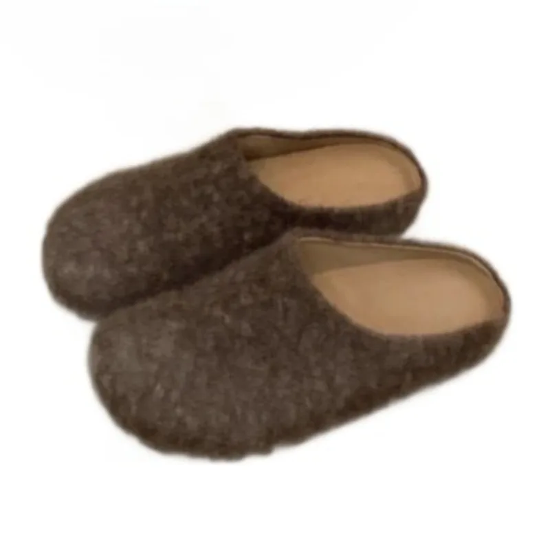 Fur Flats Mules Shoes 2025 Winter New Slippers Fashion Casual Slingback Sandals Designer Comfort Shoes Casual Zapatillas Mujer
