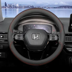 For Honda Accord Civic CRV CR-V CITY Jazz FIT ZRV O-type Universal Car Steering Wheel Cover Car Accessories Genuine Leather
