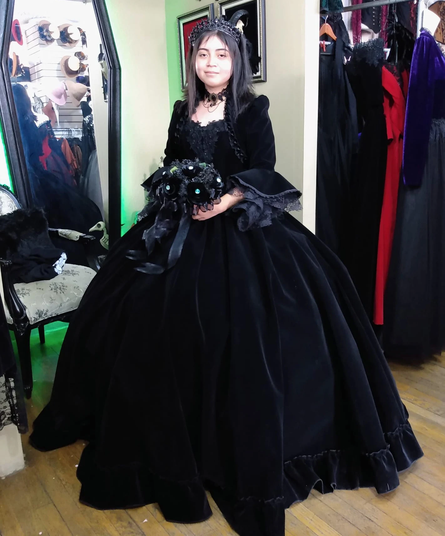 Novelty Black Gothic Wedding Dress Puffy Medieva Historical Velvet Victorian Women Bride Dress With Jacket Muslim Customized