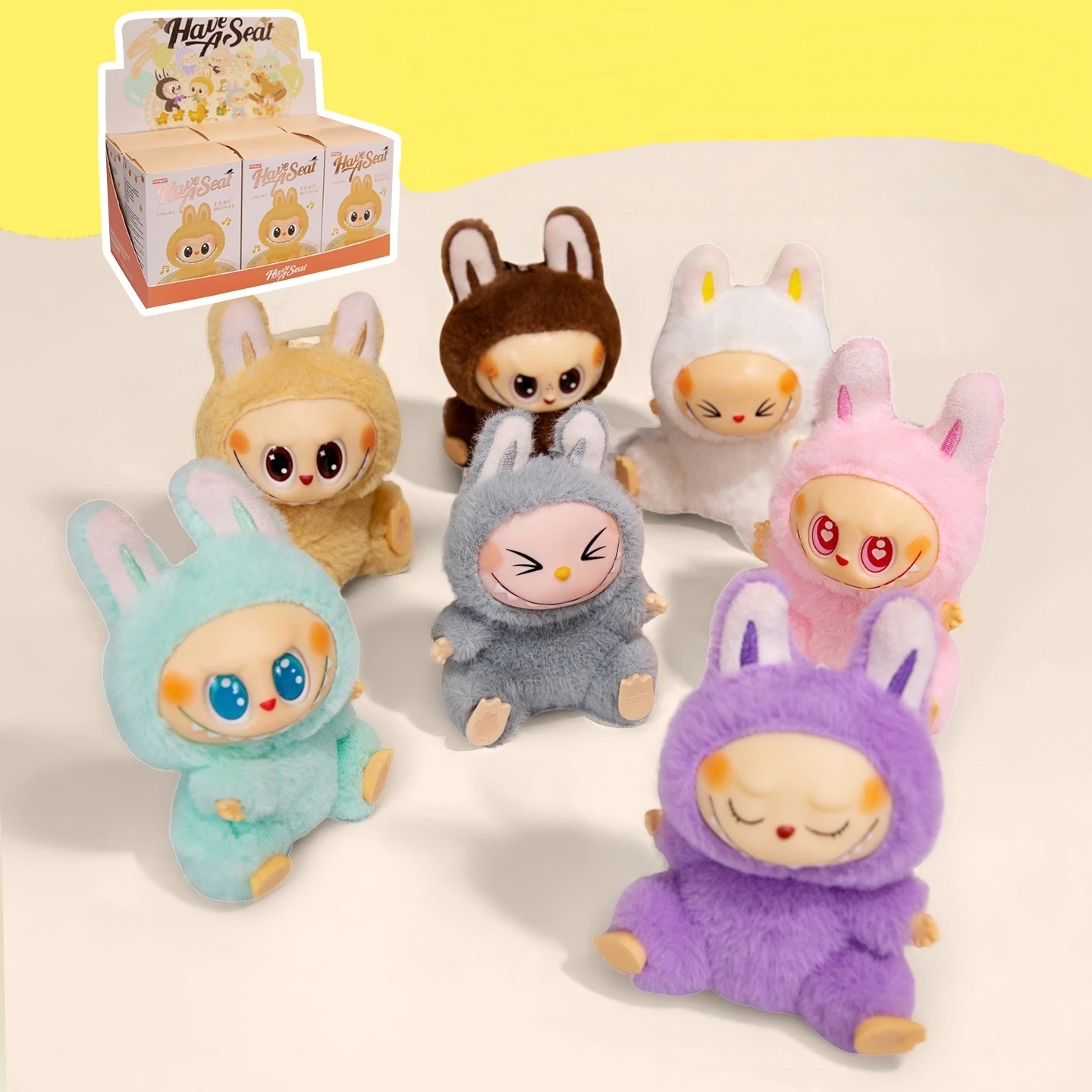 

LABUBU Plush Toy Sit Series Blind Box Trendy Toy Macaron Rubberized Plush Pendant Stuffed Doll Kids Birthday Xmas Gifts
