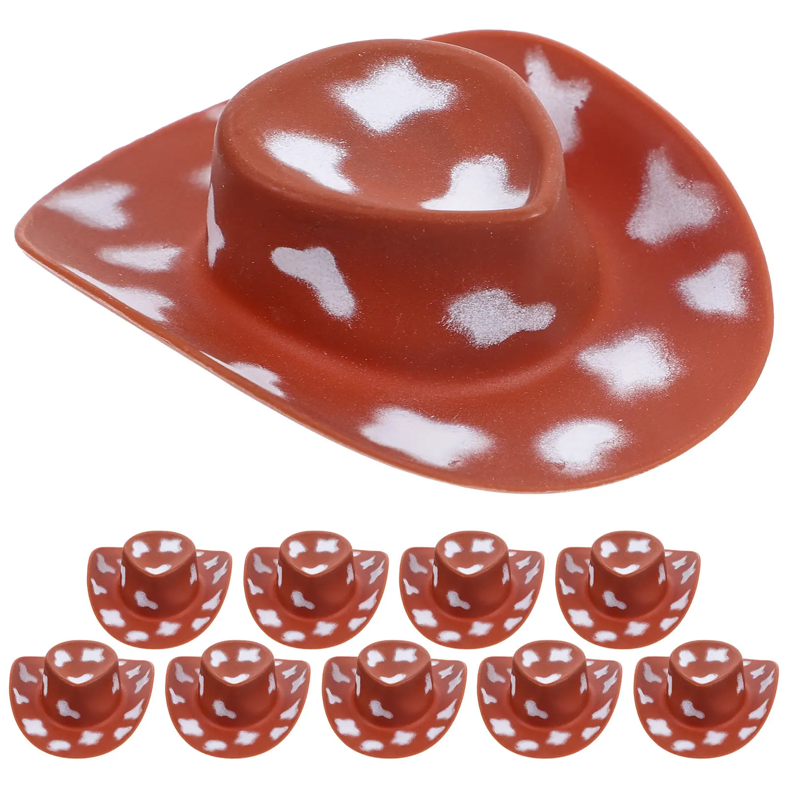 

10 шт. миниатюрных пластиковых ковбойских шляпок, маленькие шляпки в стиле вестерн для девочек, аксессуары для рукоделия, реквизит для вечеринок, крошечные шляпки