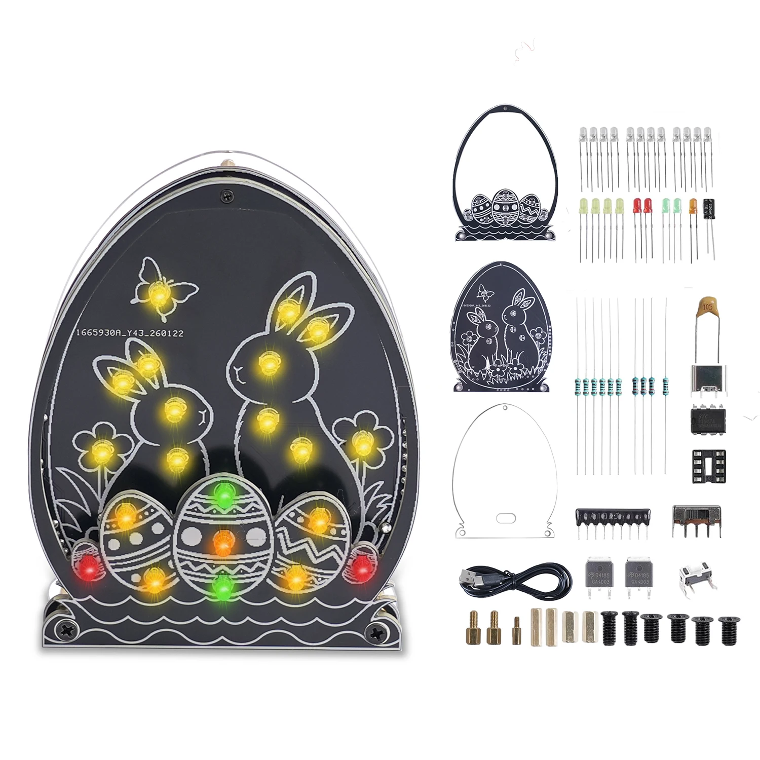 

DIY Easter Egg Electronics Kit with Bunny LED 3 Lighting Modes Multicolor Flashing Soldering Project Fun STEM Gift for Teens