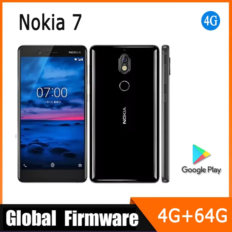 Nokia 7 Smartphone 5.2 Inches 4G RAM 64G 16MP Camera LTE IPS LCD Dual SIM Android Smartphone full screen Used Phone