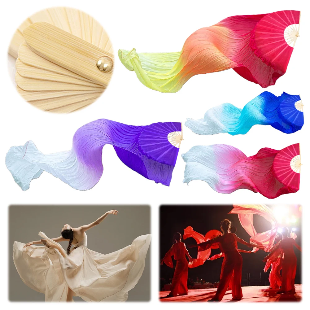 150cm Length Dance Fans Gradient Color Portable Belly Dance Fan Dance Performance Wedding Long Fans for Dancer Art Show Party