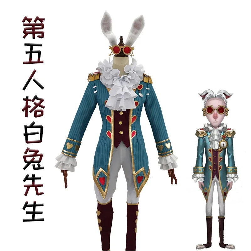 Game Identity Ⅴ Cosplay Costume Cos Fifth Personality Lawyer Mr. White Rabbit Wonderland Survivor Ear Props Rabbit Dress Suit 25