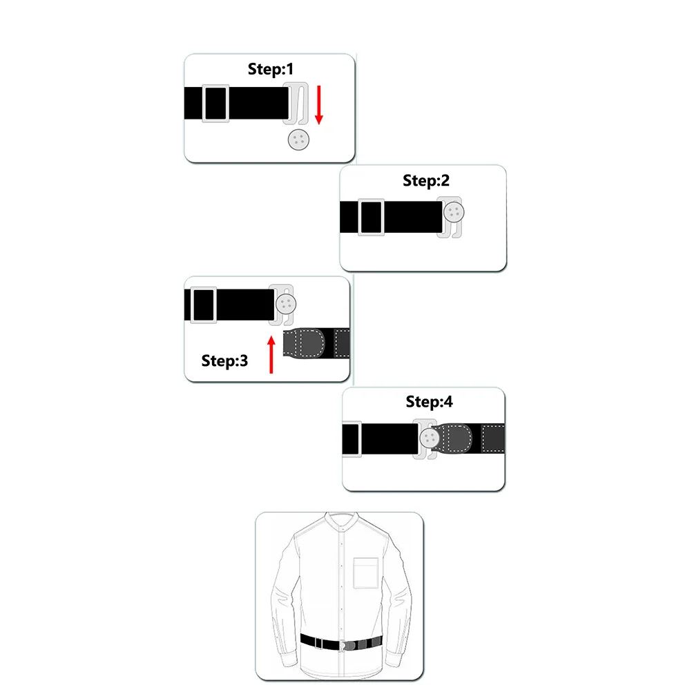 Hemdgürtel, verstellbar, schwarz, 2,5 cm, Hemdverschluss, Unterwäschegürtel, elastisch, langlebig, starker Clip, Anti-Falten, rutschfest, für Herren