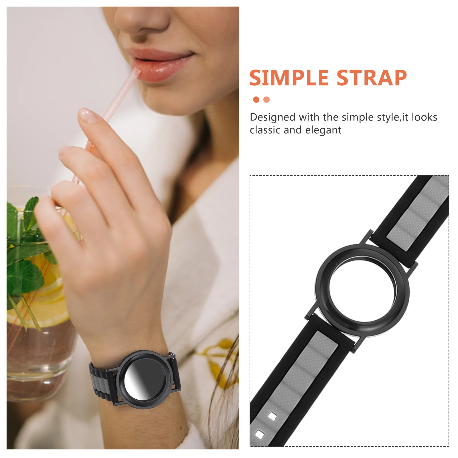 Pulseira de relógio de silicone de proteção total, pulseira macia e antiarranhões para idosos, compatível com airtag smart