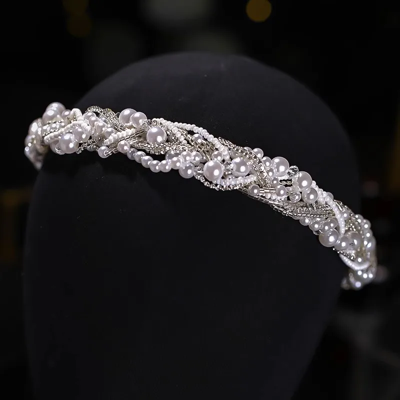 Cristal flor Headband para mulheres, fita arco hairband para noiva, acessórios de cabelo do casamento, pérola cabeça flor headbands, novo