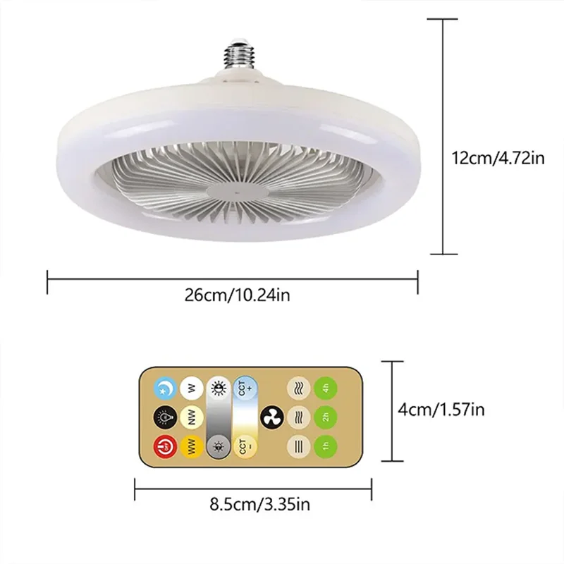 Imagem -06 - Controle Remoto Ventilador de Teto com Luz Led Regulável Silencioso Elétrico Lâmpada para Sala Modos Ventilador E27