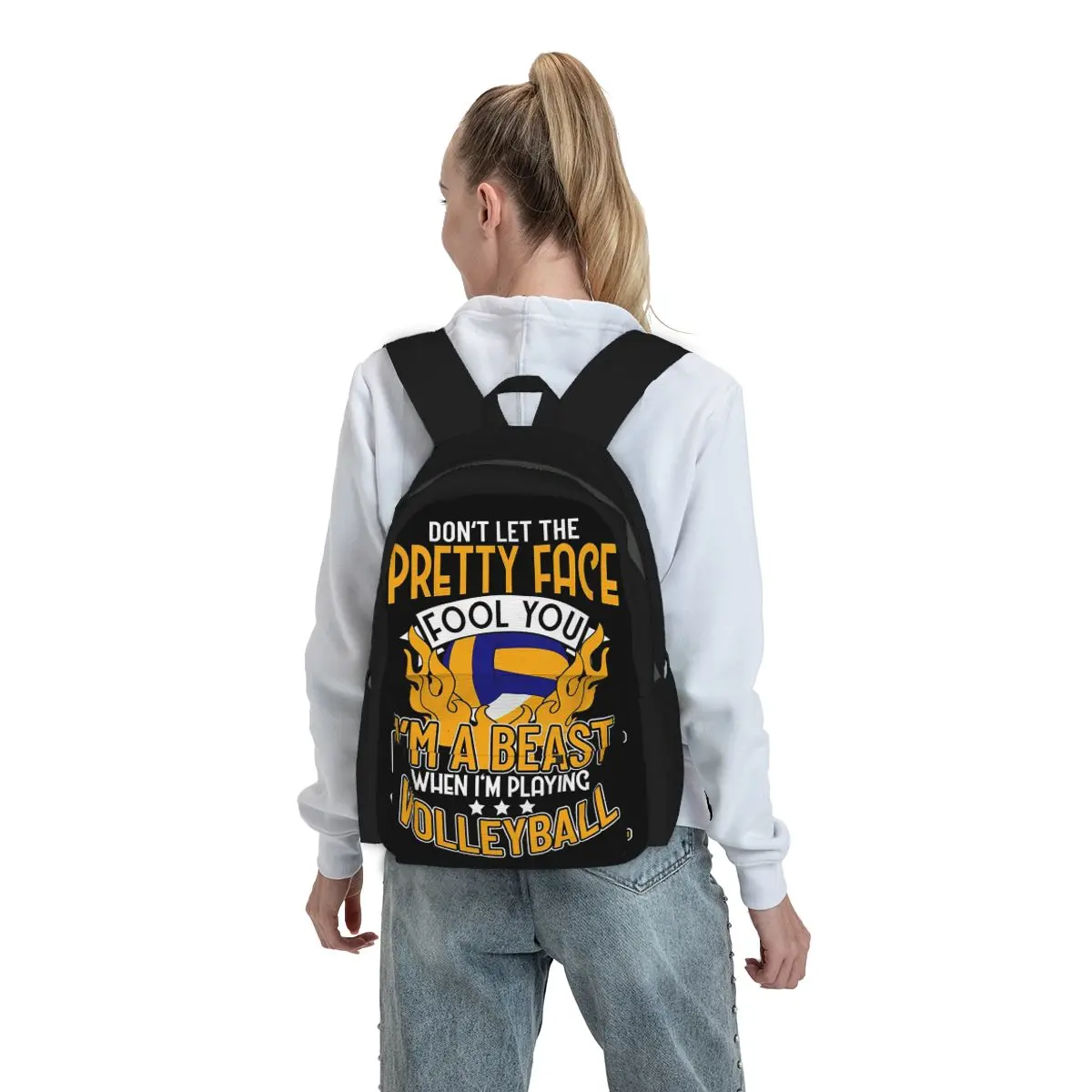 I'm A Beast When I'm Playing Volleyball Backpack Student BookBag Children School Bag Computer Shoulder Bags for Men Women