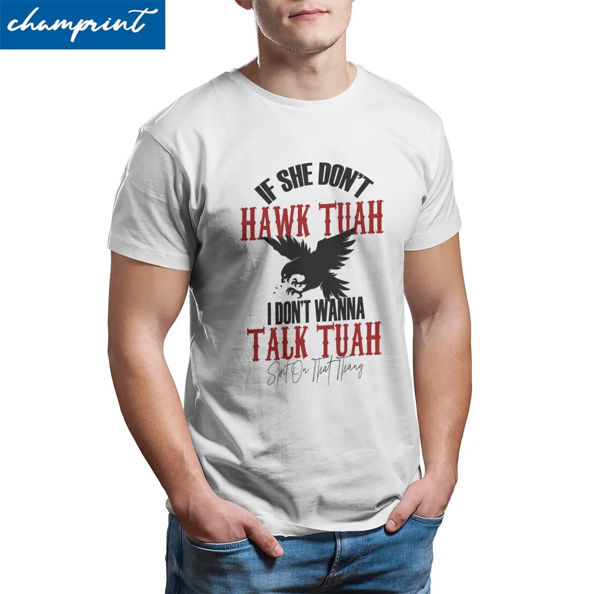 Vintage Spit On That Thang Hawk Tuah T-Shirts Men Crewneck Cotton T Shirt  Short Sleeve Tee Shirt Birthday Gift Clothes