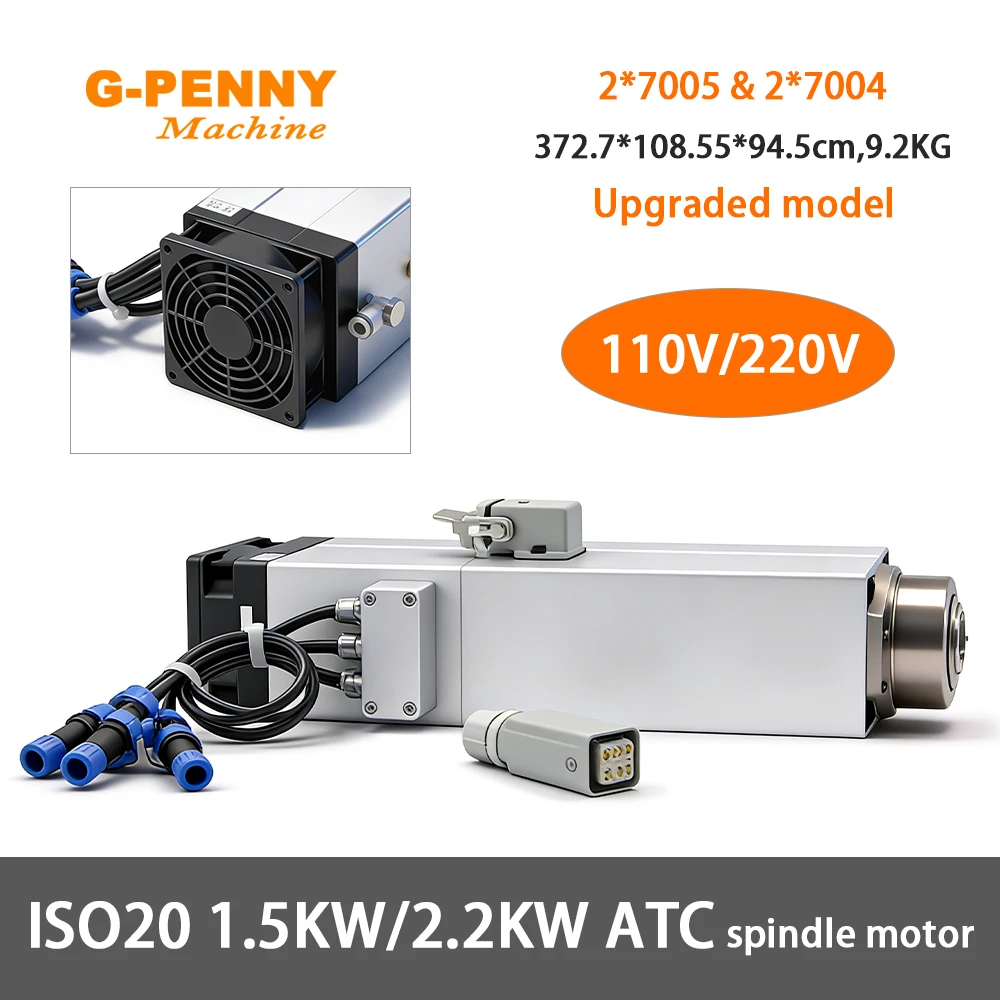 

Шпиндельный двигатель G-Penny 220В 2.2КВт ISO20 ATC, 600Гц, 18000 об/мин, с воздушным охлаждением, квадратного типа, для фрезерного станка с ЧПУ