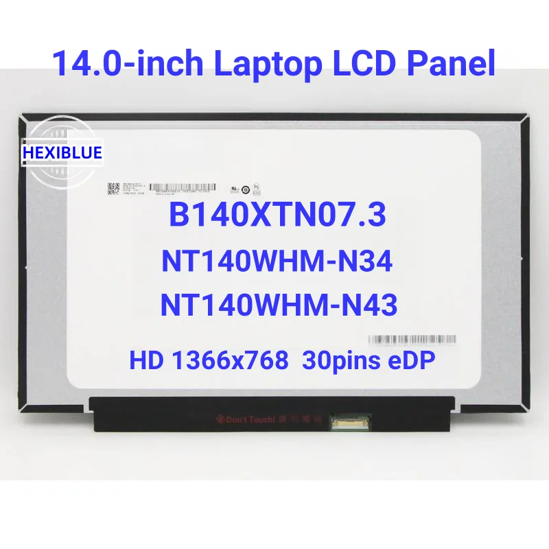 

14.0-inch Laptop LCD Screen B140XTN07.3 Fit NT140WHM-N43 NT140WHM-N34 For Lenovo ideapad 330S-14 S340-14 3-14 V14 1-14ADA05 HD