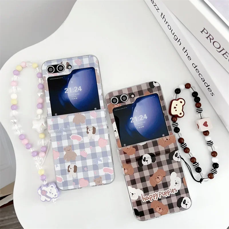 

Fresh Grid Cute Animals Phone Case for Samsung Galaxy ZFlip3 ZFlip4 ZFlip5 ZFlip6 Hard PC Back Cover for Z Flip 6 Case Shell