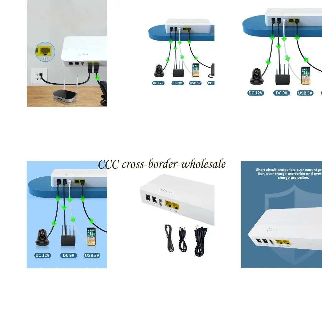 

L41F 8000mAh 29.6Wh POE 48V 5V 9V 12V 5.5x2.5mm UPS Power Supply Unit for WiFi